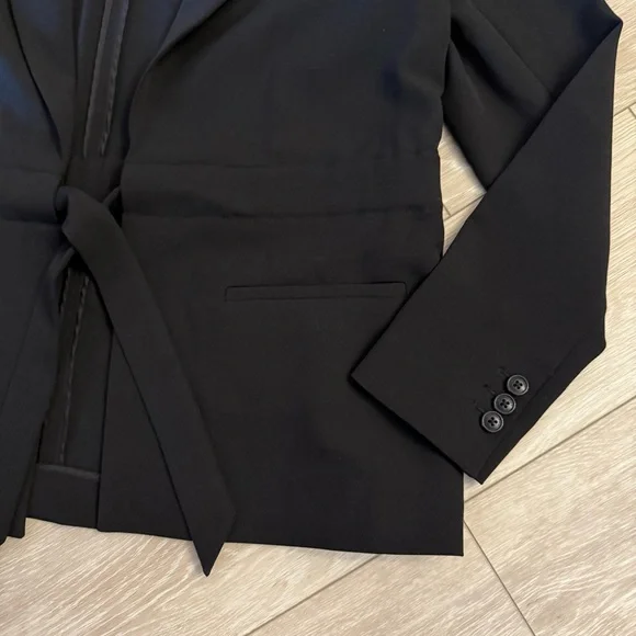New Calvin Klein Black Tie Waist Blazer Long Sleeve Jacket Coat Blouse career 10 - Picture 6 of 12